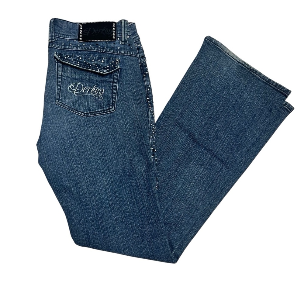 Dereon Women’s Classic Bootcut Blue Jeans with Embellishments Sz. 9/10